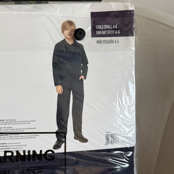 Navy Blue Killer Costume Coveralls for Kids, Size S 4-6 - Picture 4 of 5